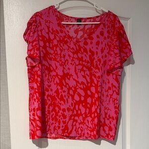 SHEIN Red and Pink Patterned Blouse